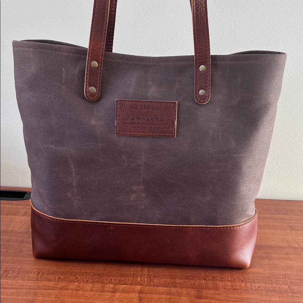 Portland Leather Good Big Big Tote Waxed Canvas Nutmeg - Picture 2 of 16